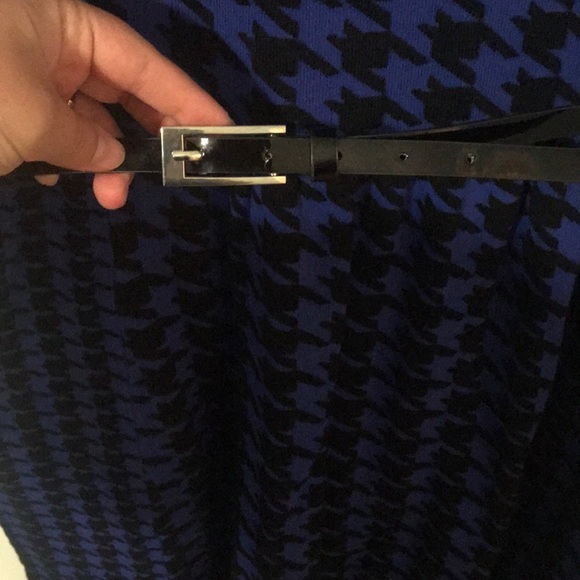 Blue and Black Houndstooth Dress With Belt - Picture 5 of 8